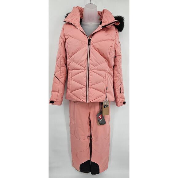 Rossignol Women's L Cooper Pink Relaxed Bib w/Matching Staci Pearly Jacket NWT - Picture 1 of 16